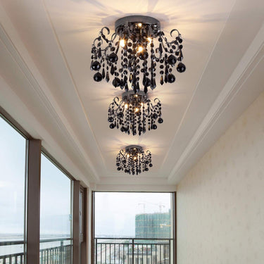 Small Crystal Flush Mount Ceiling Light 3-Light